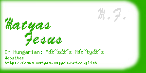 matyas fesus business card